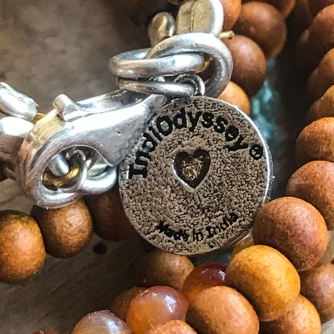 7 Chakra Gemstone Sandalwood Silver Wrap bracelet authentic IndiOdyssey