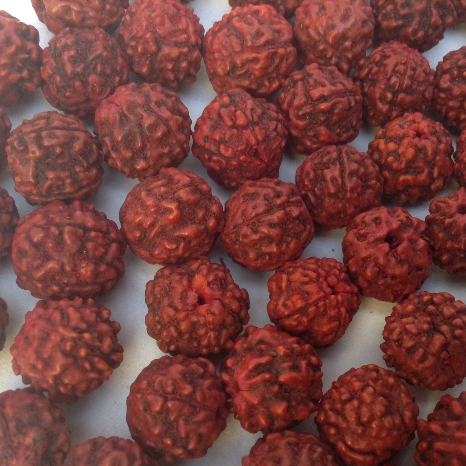 8mm Rudraksha Beads, Traditional Red