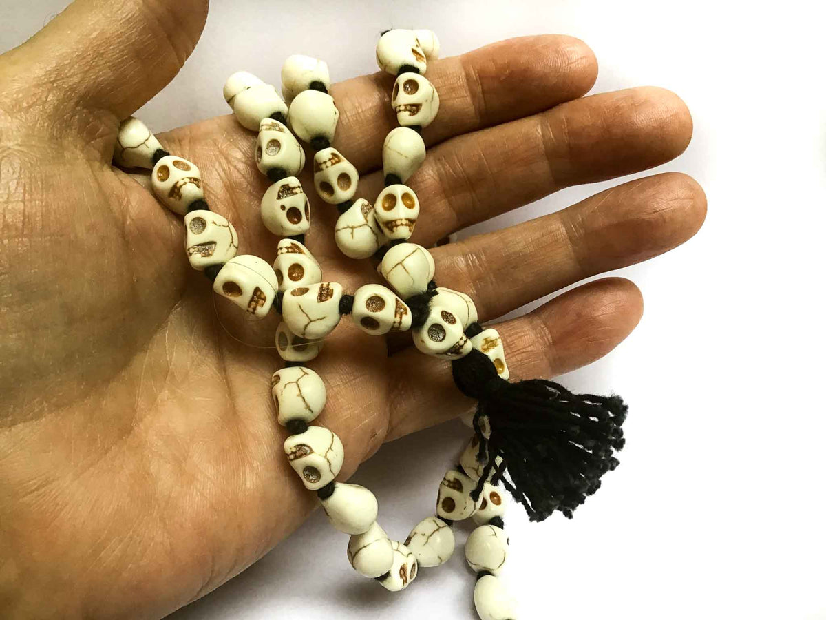 Men's Bird Skull Pendant Necklace, Lava Bead Ne... - Folksy