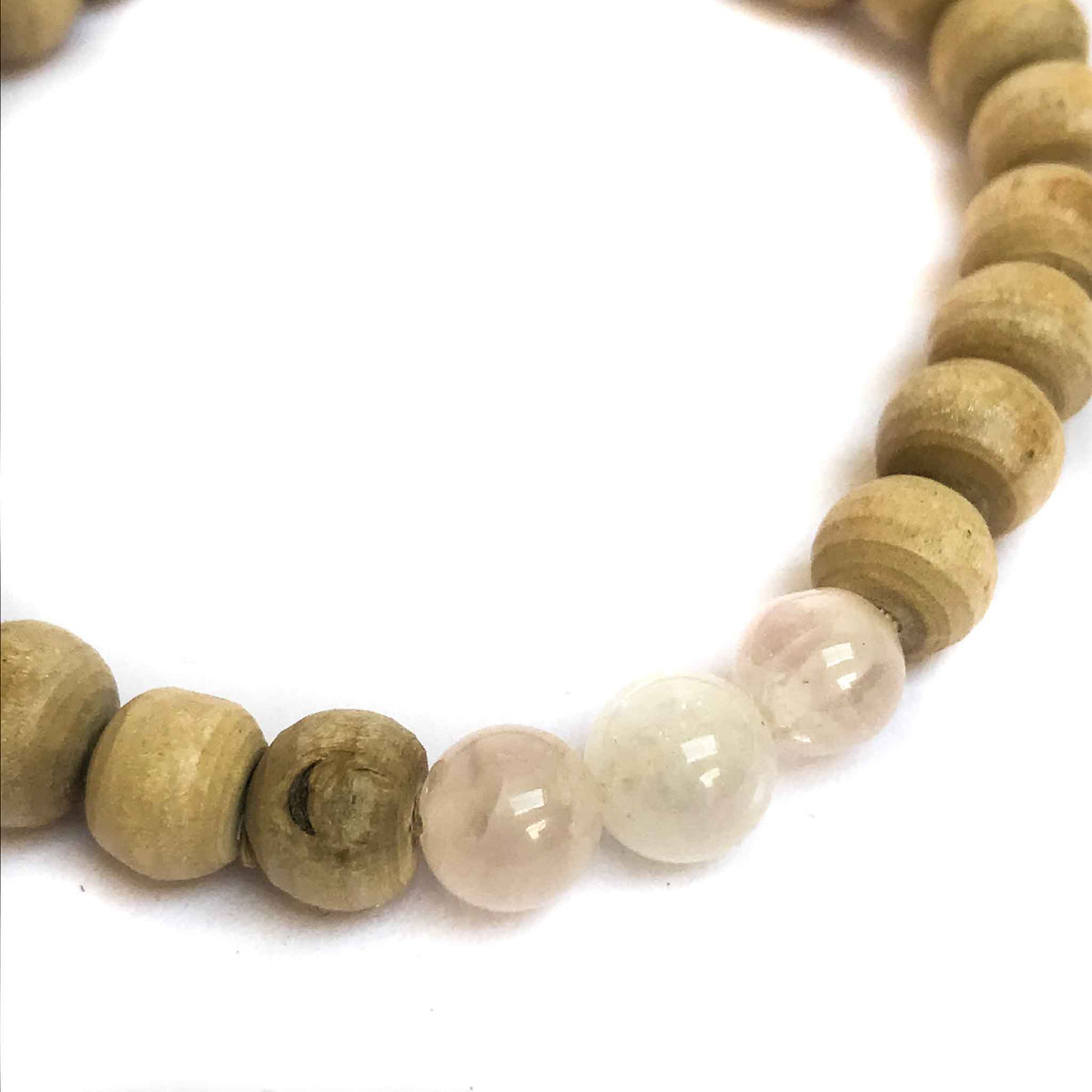 Tulsi and Light Rose Quartz Bracelet