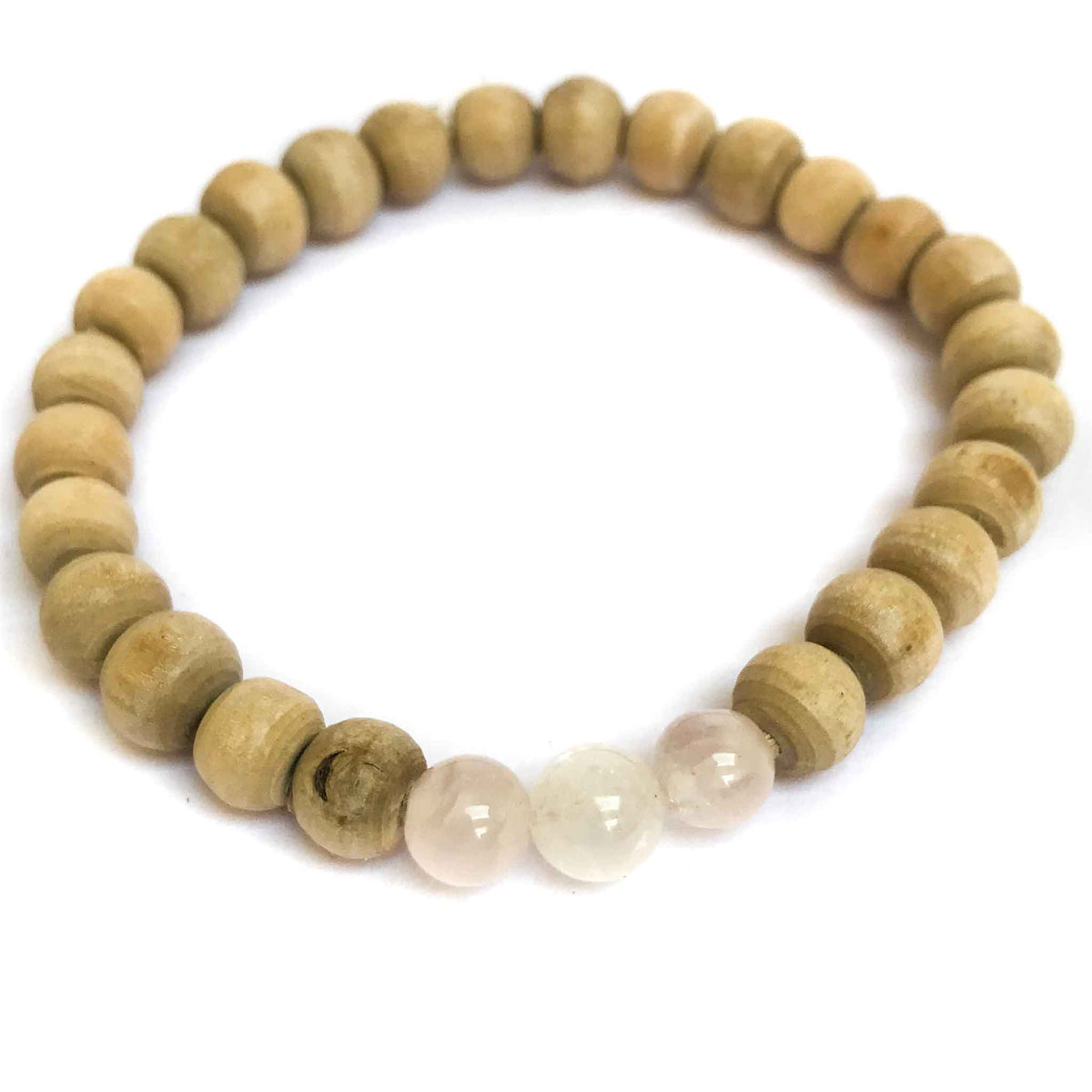 Tulsi and Light Rose Quartz Bracelet