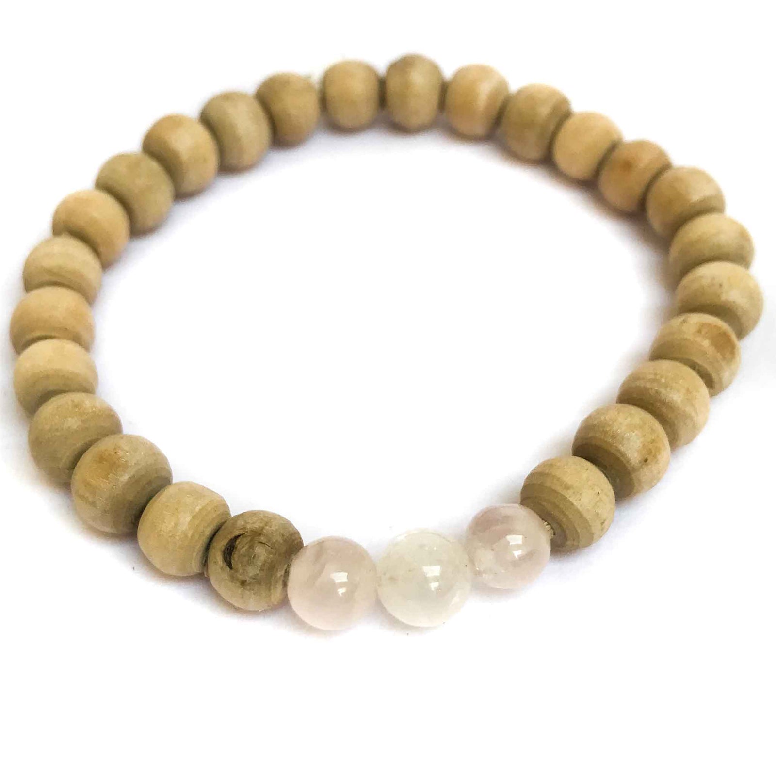 Tulsi and Light Rose Quartz Bracelet