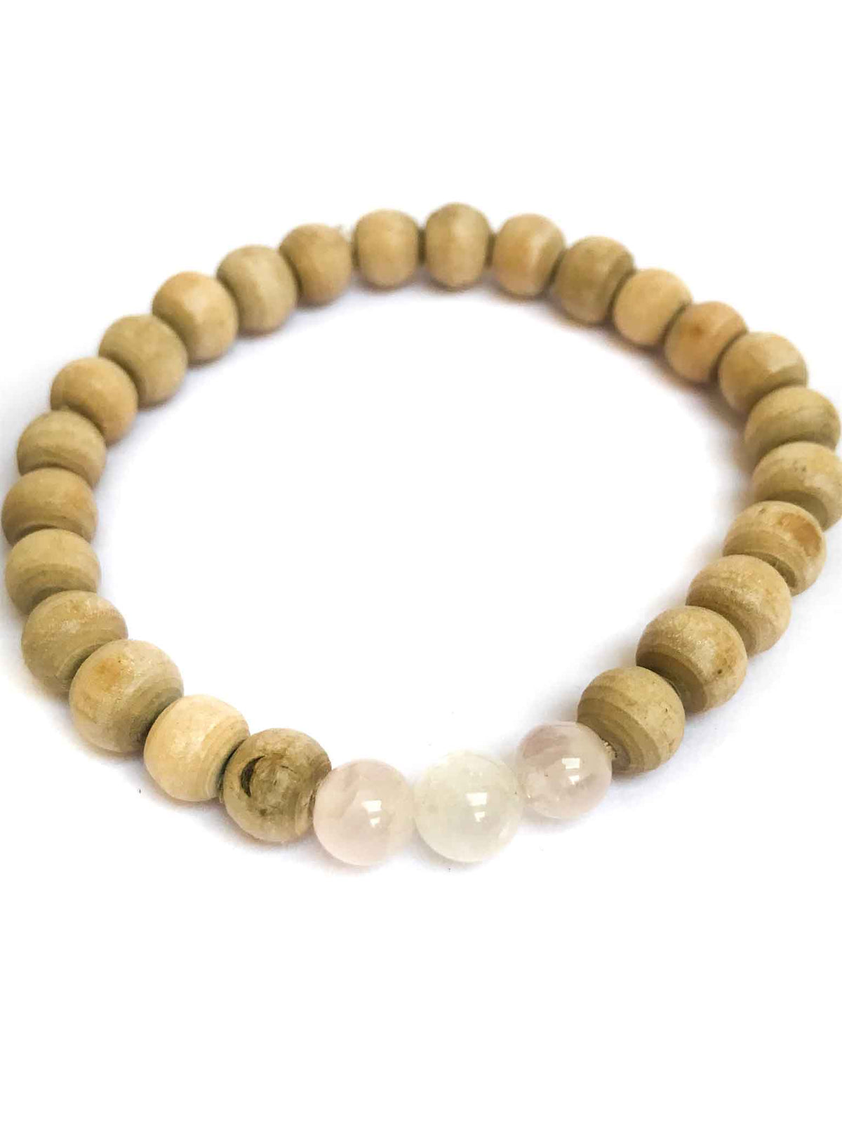 Tulsi and Light Rose Quartz Bracelet