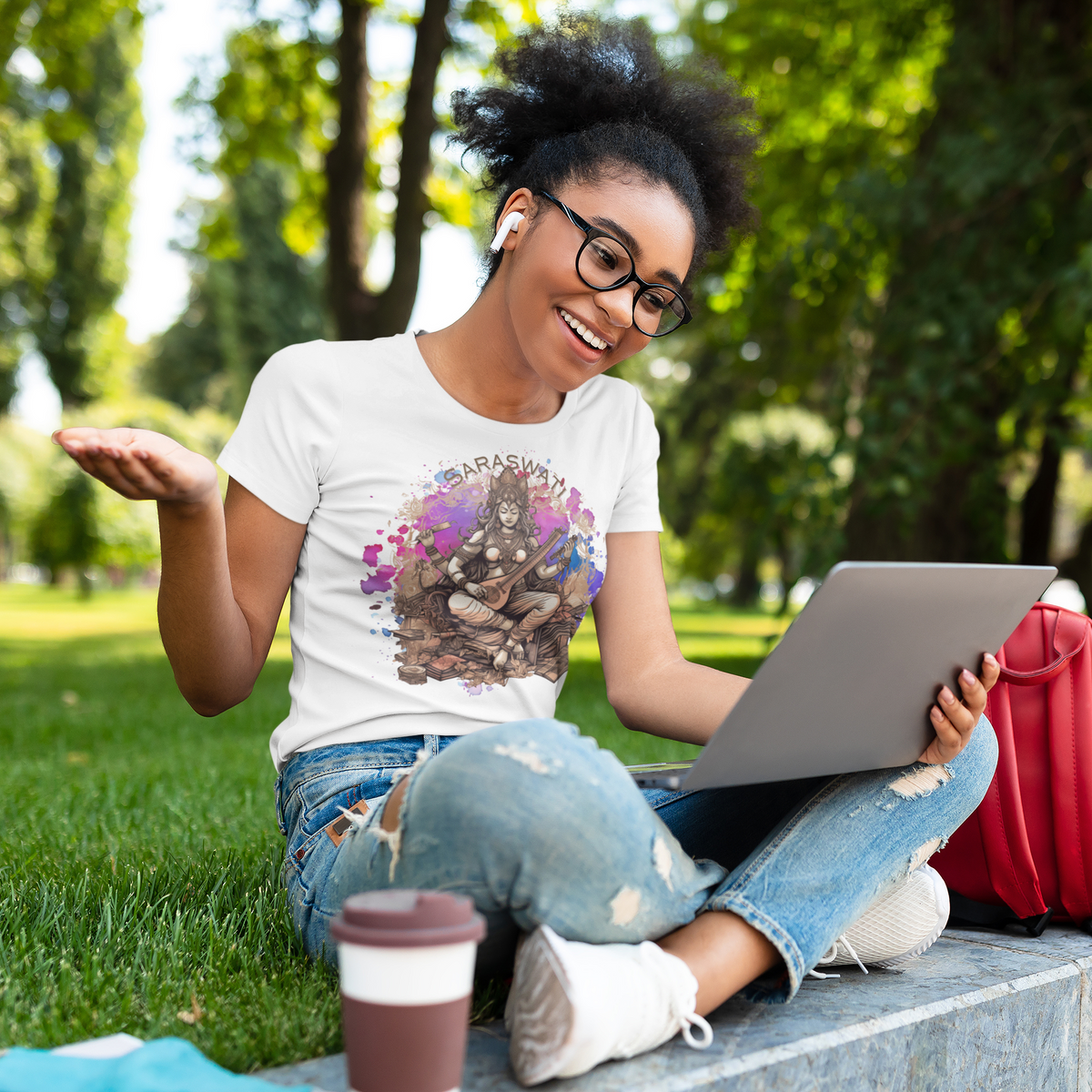 Saraswati Organic cotton t-shirt by IndiOdyssey