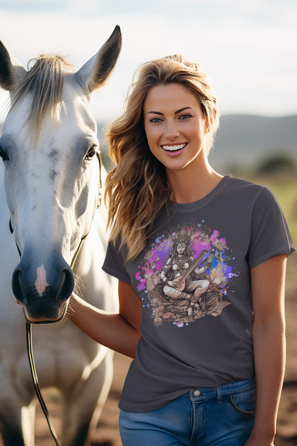 Saraswati Organic cotton t-shirt by IndiOdyssey