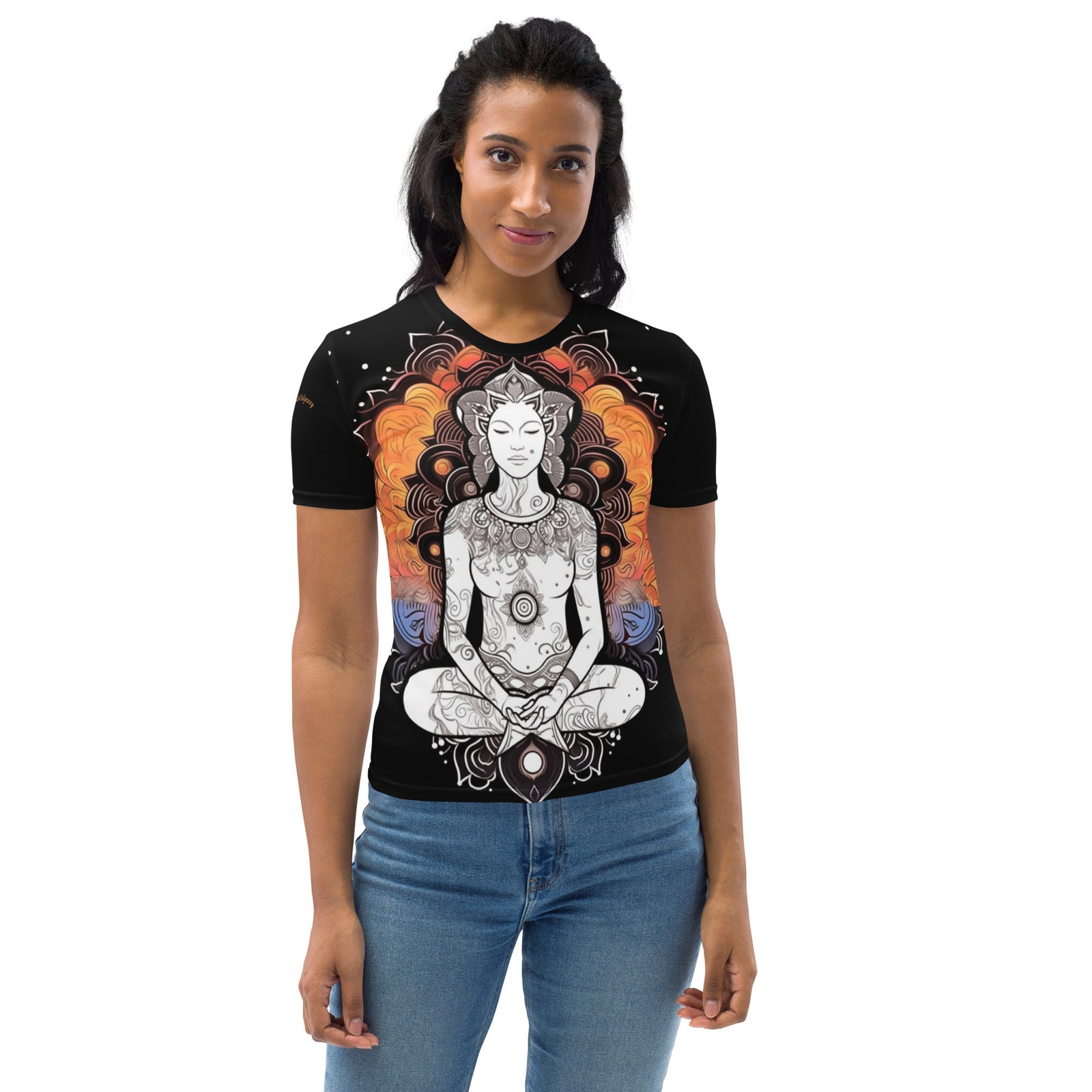 Meditating Women's T-shirt by IndiOdyssey