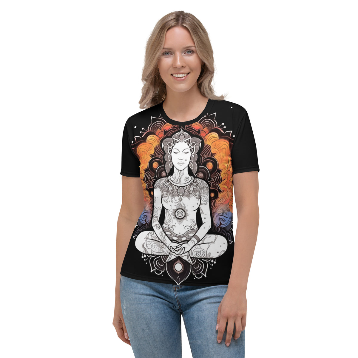 Meditating Women&#39;s T-shirt by IndiOdyssey