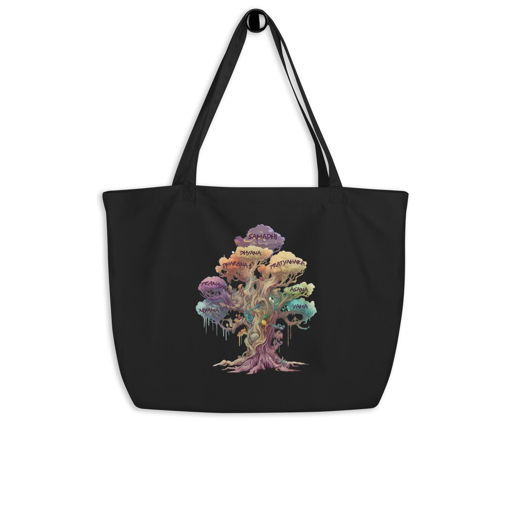 Patanjali's Eight Limbs of Yoga Large organic tote bag by IndiOdyssey
