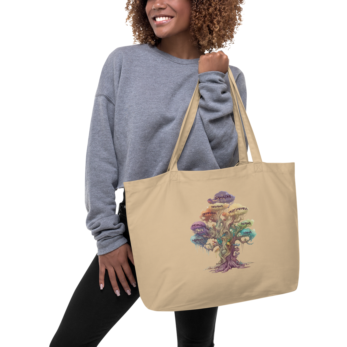Patanjali&#39;s Eight Limbs of Yoga Large organic tote bag by IndiOdyssey