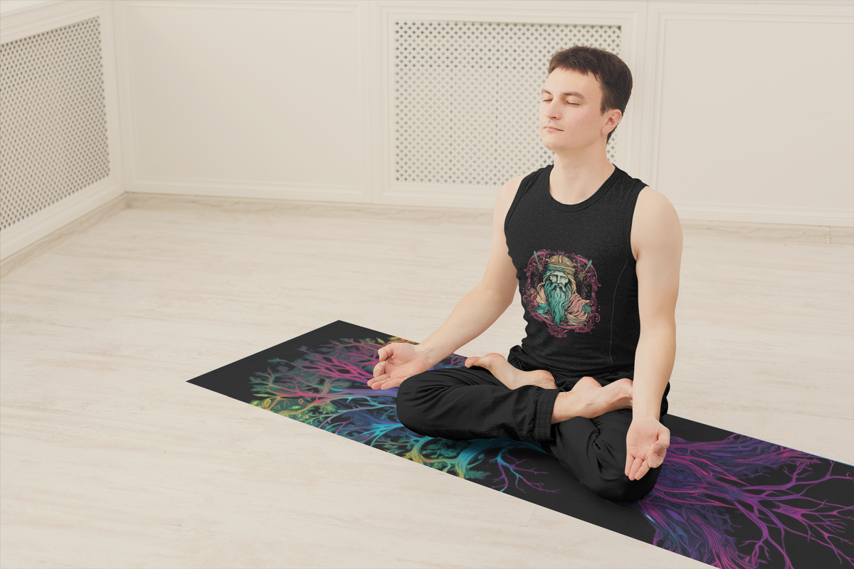 Neon Tree of Life Rubber Yoga Mat by IndiOdyssey
