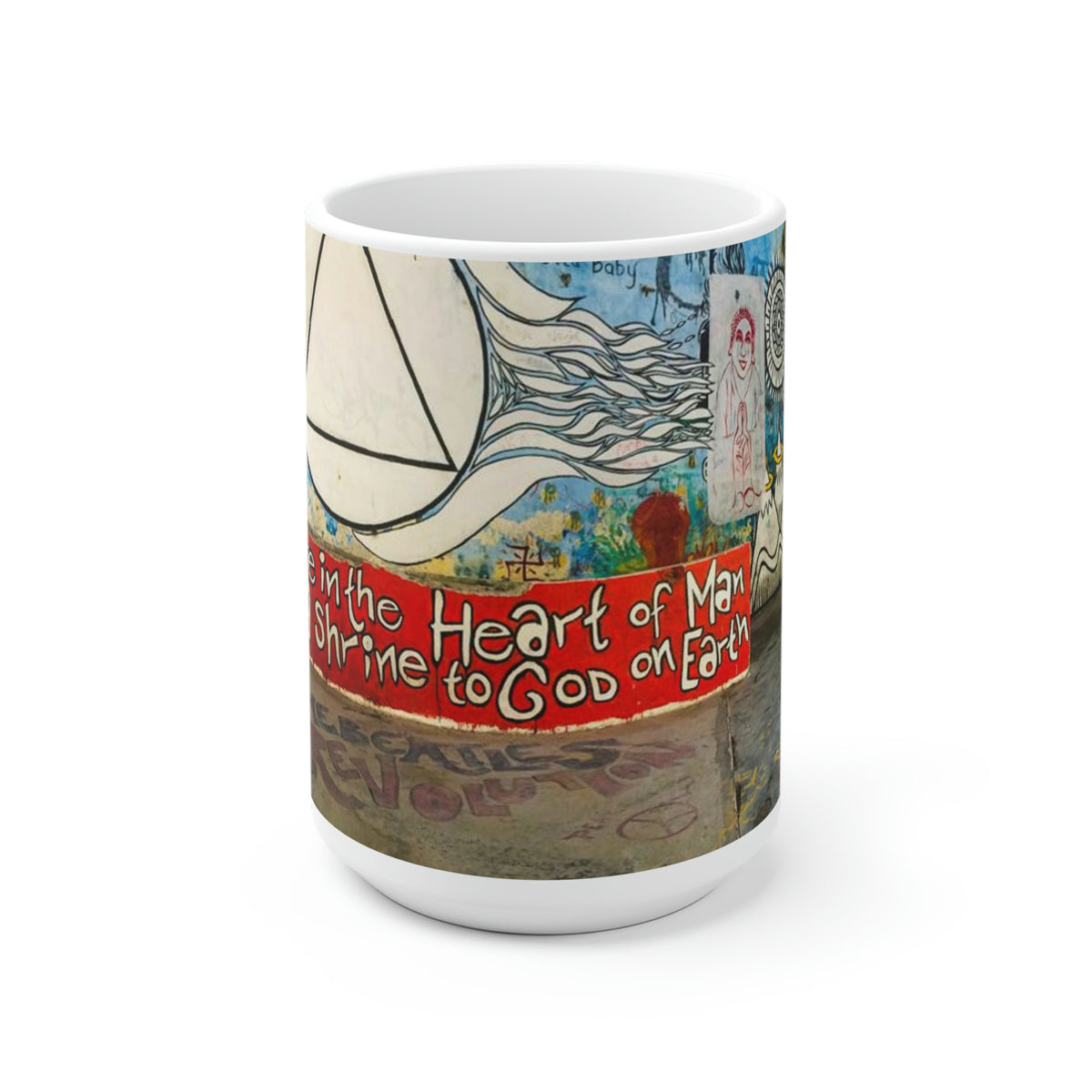 Beatles Ashram Cathedral Graffiti White Ceramic Mug