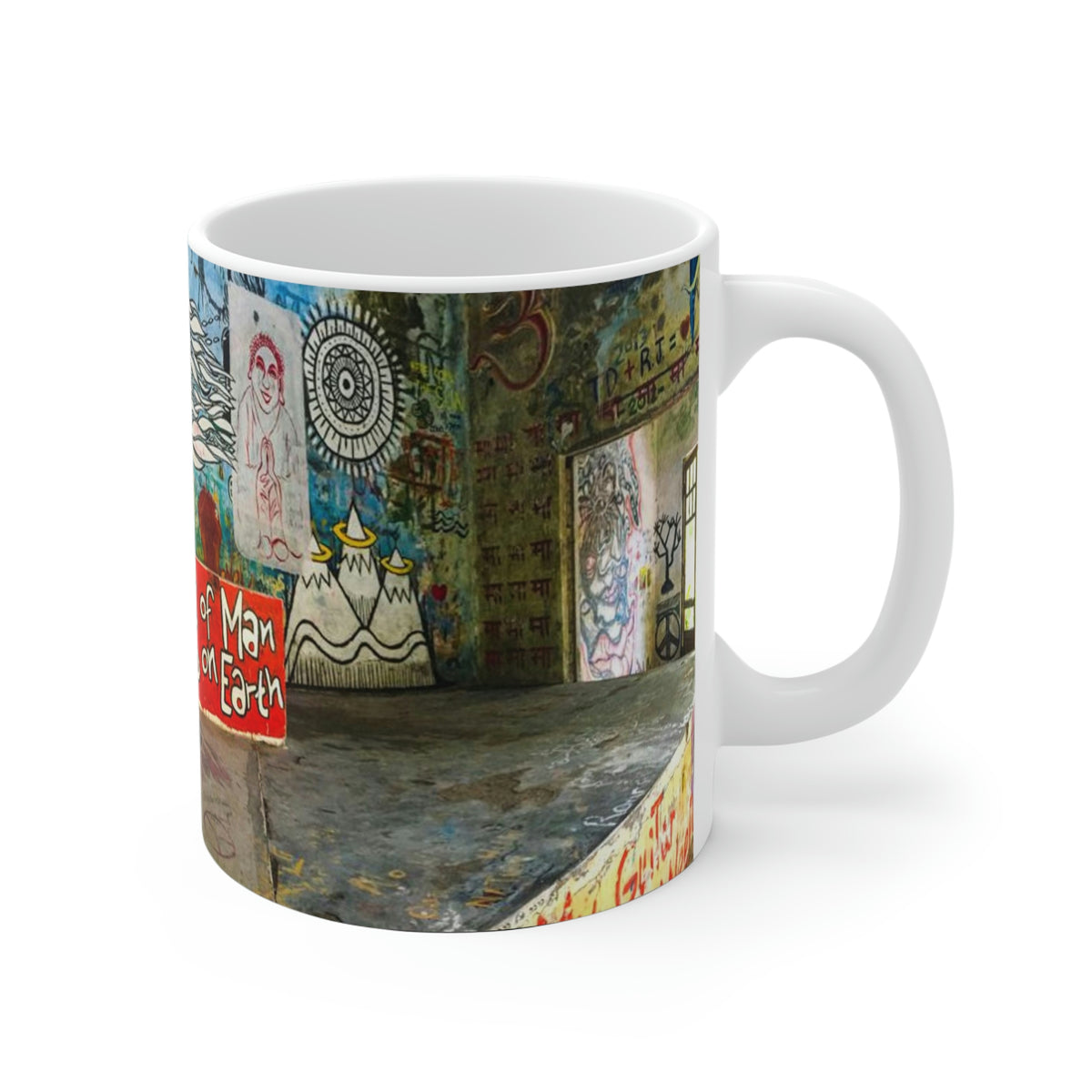 Beatles Ashram Cathedral Graffiti White Ceramic Mug