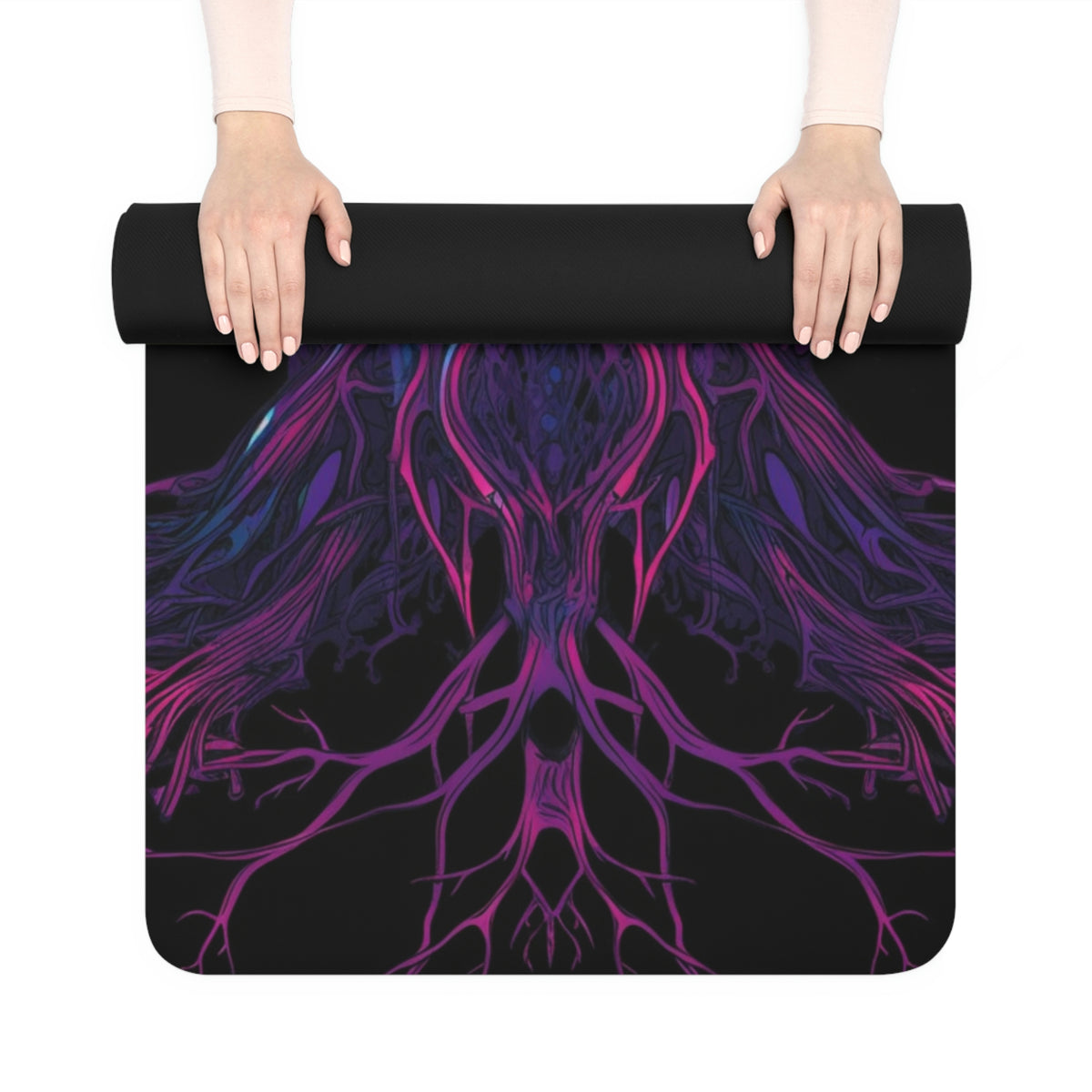 Neon Tree of Life Rubber Yoga Mat by IndiOdyssey