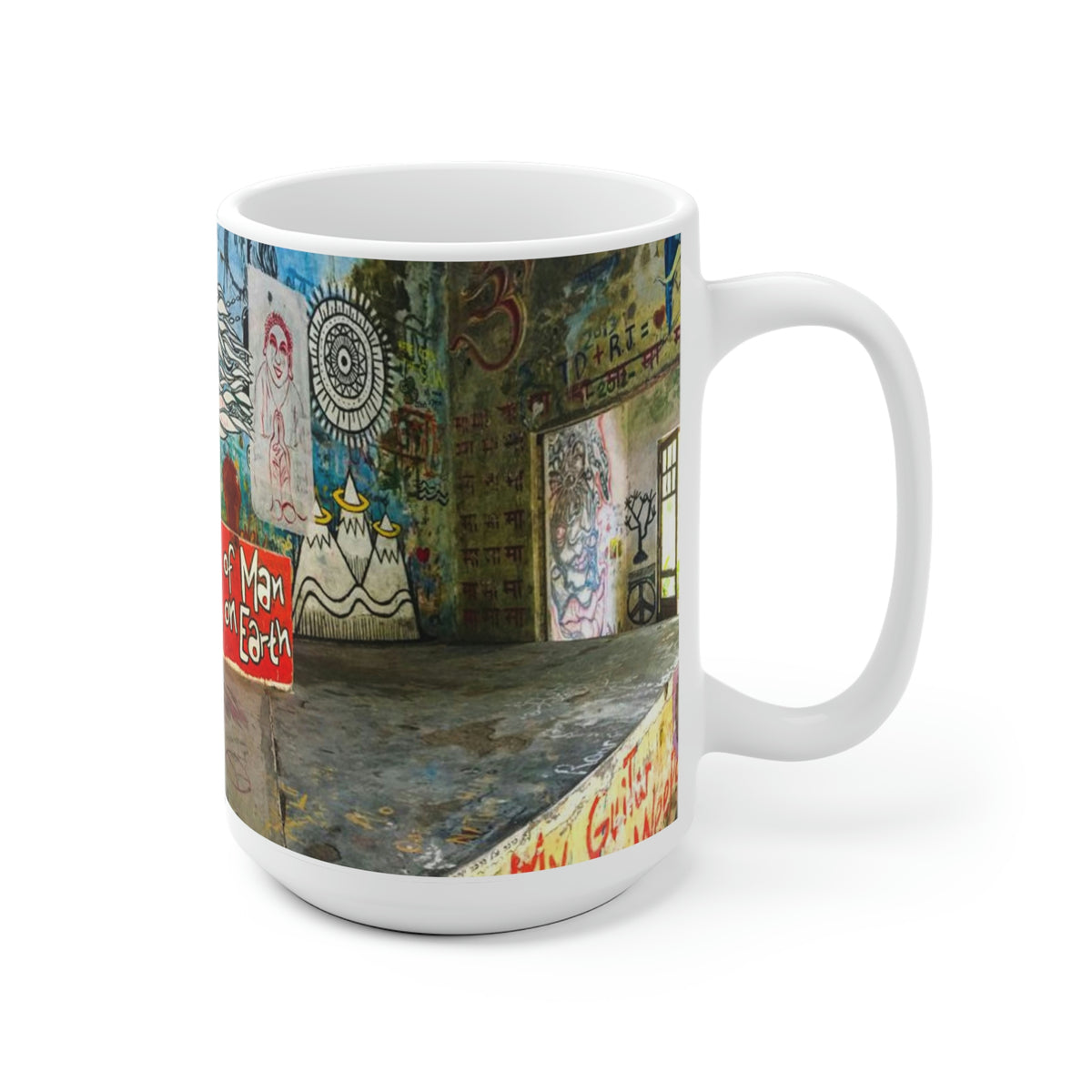 Beatles Ashram Cathedral Graffiti White Ceramic Mug