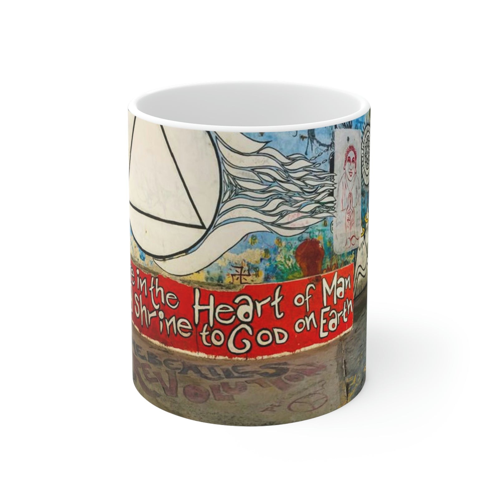 Beatles Ashram Cathedral Graffiti White Ceramic Mug