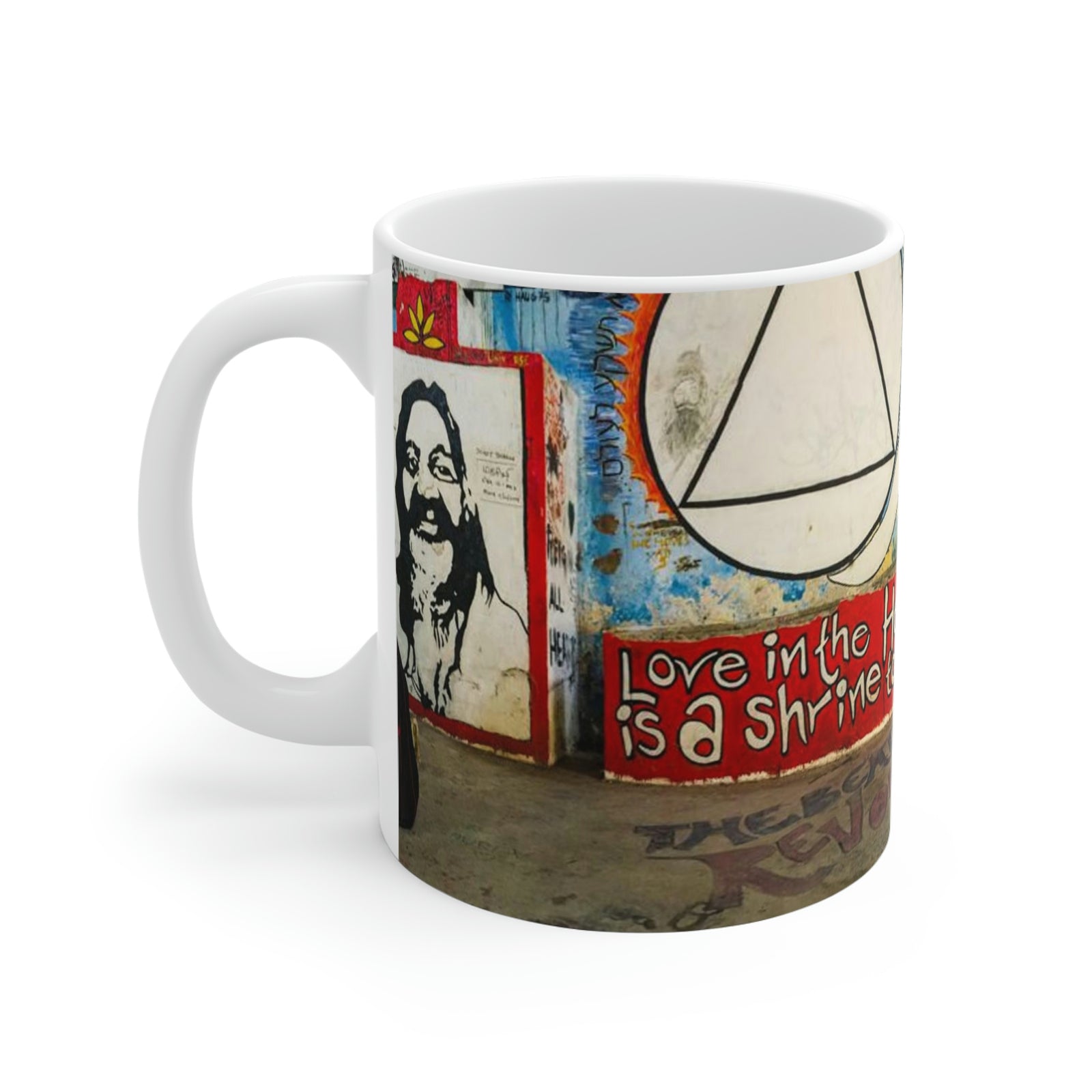 Beatles Ashram Cathedral Graffiti White Ceramic Mug