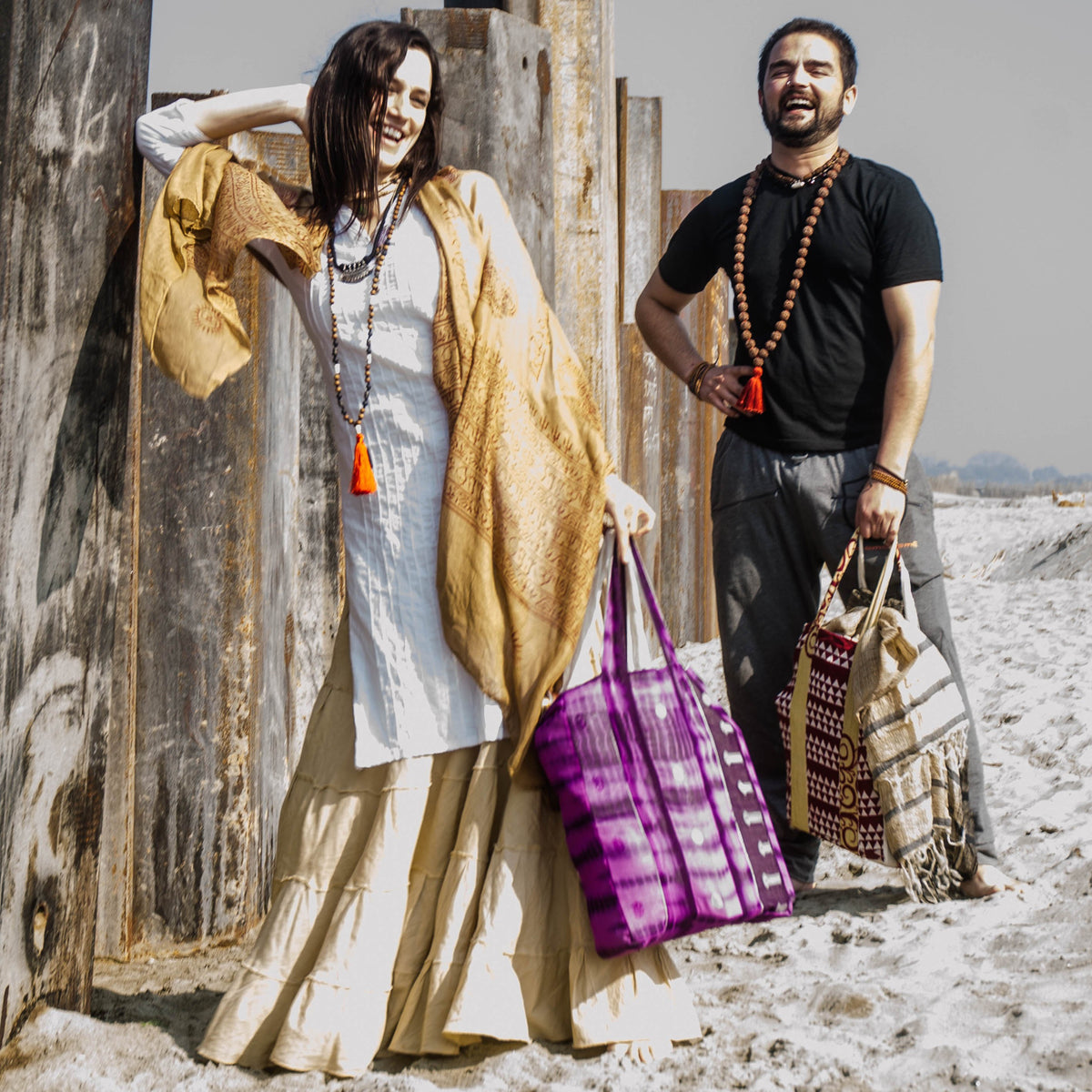 Shopping Totes from Recycled Saris 