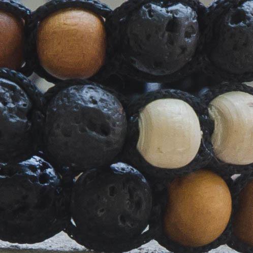 Lava Stone and Tulsi or Sandalwood Adjustable Bracelets