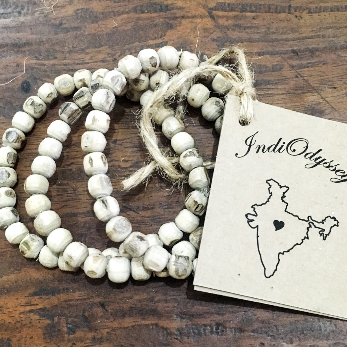 IndiOdyssey Trio of Rough Hewn Tulsi Bracelets