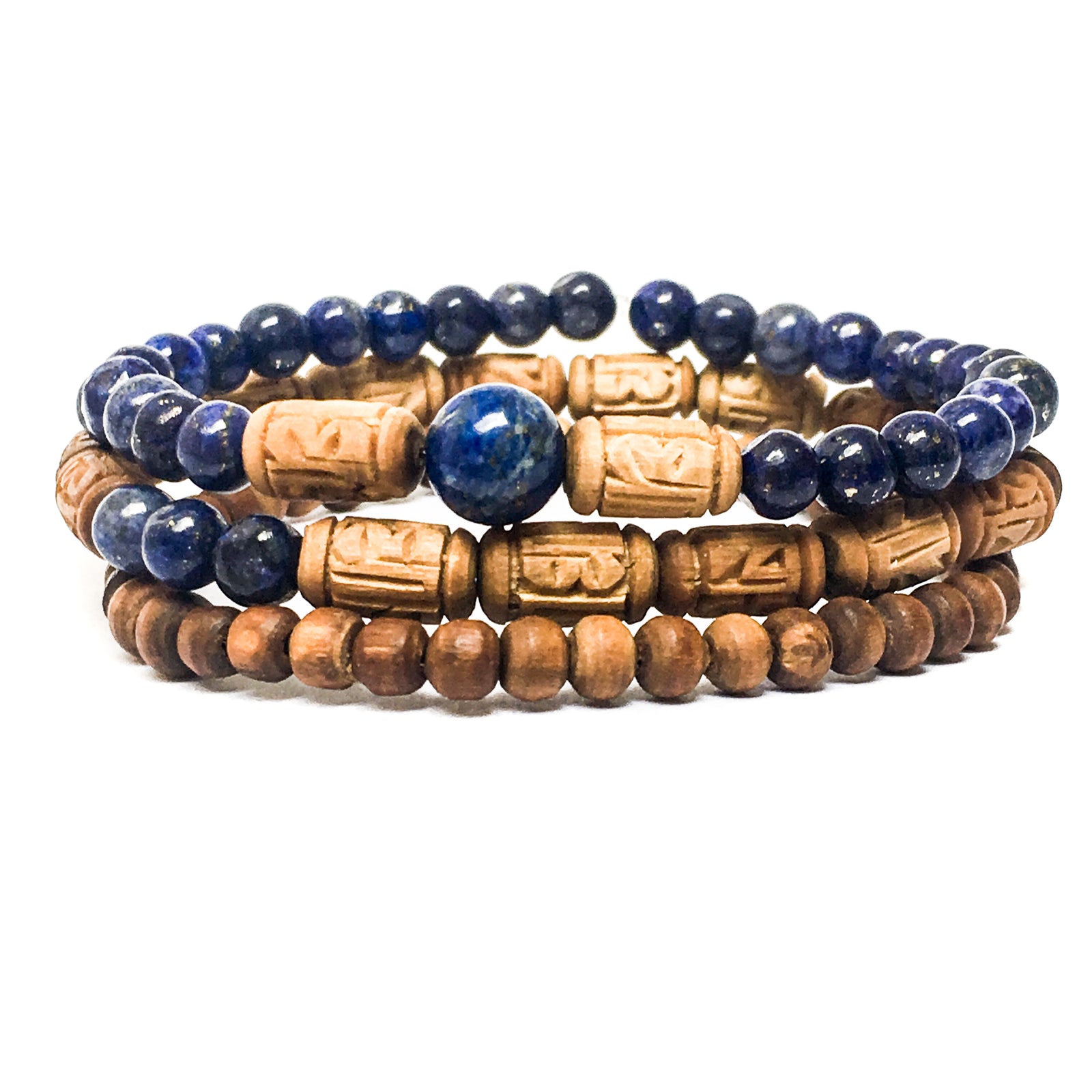 IndiOdyssey Radha Tulsi Trio Bracelet with Gemstones