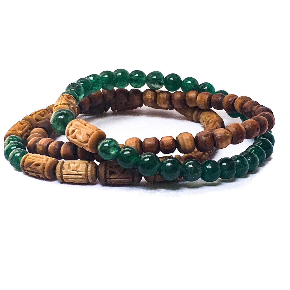 IndiOdyssey Radha Tulsi Trio Bracelet with Gemstones