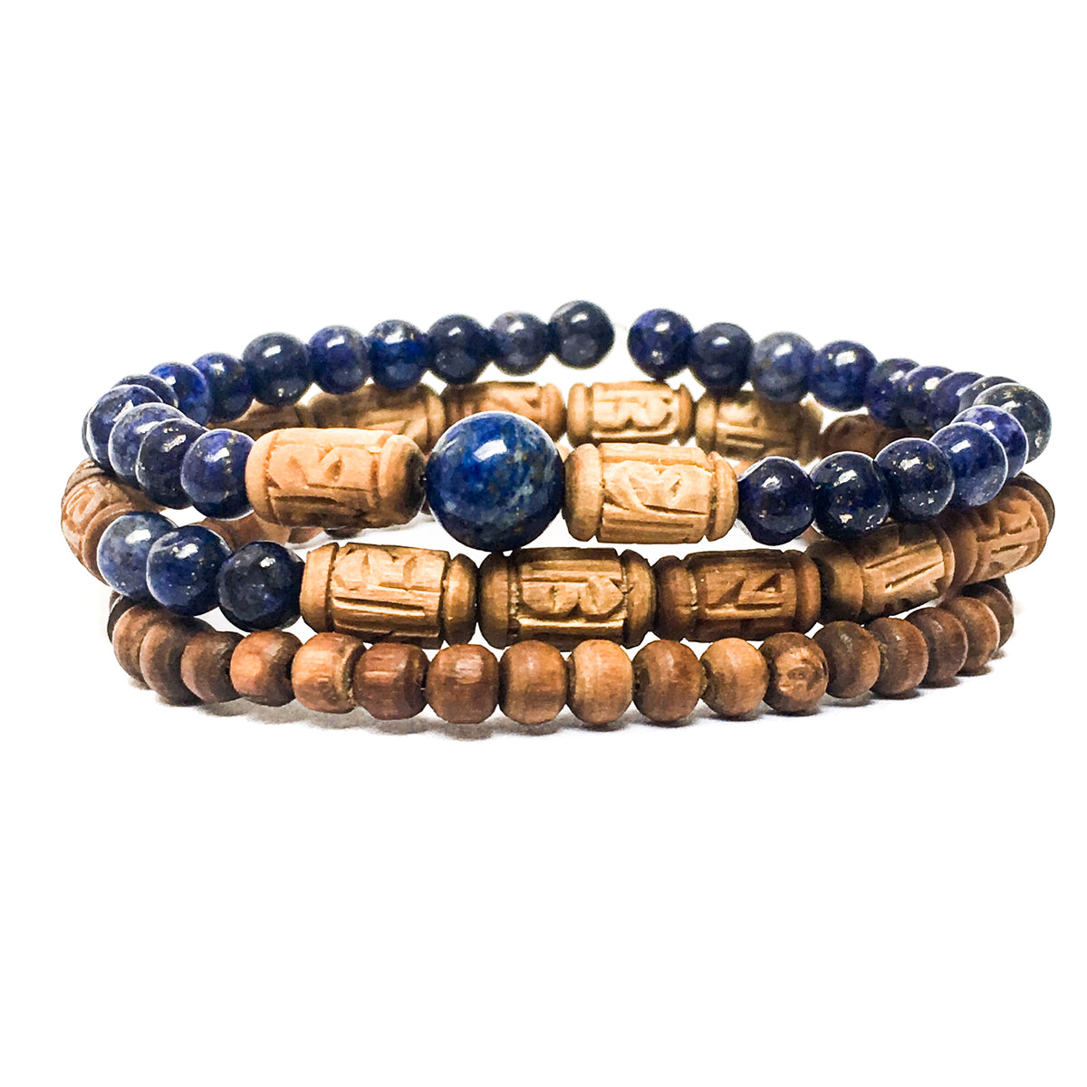 IndiOdyssey Radha Tulsi Trio Bracelet with Gemstones