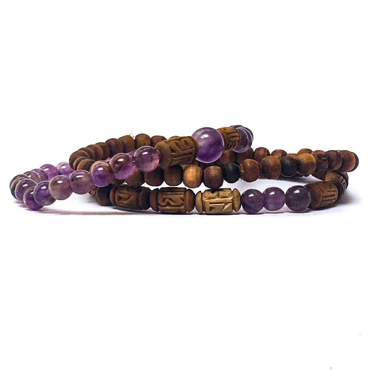 IndiOdyssey Radha Tulsi Trio Bracelet with Gemstones