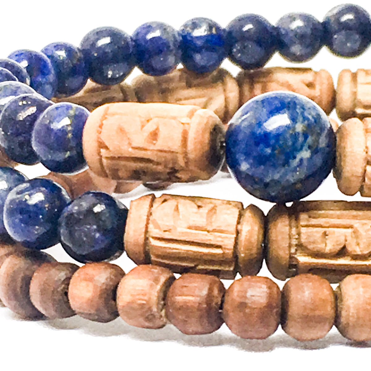 IndiOdyssey Radha Tulsi Trio Bracelet with Gemstones