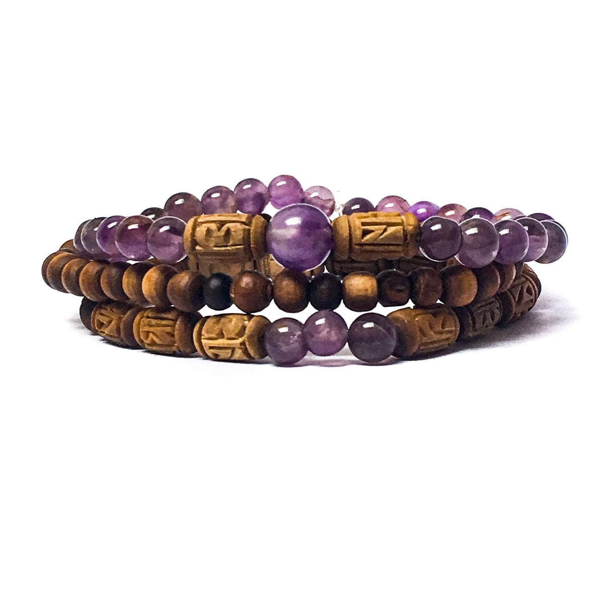 IndiOdyssey Radha Tulsi Trio Bracelet with Gemstones