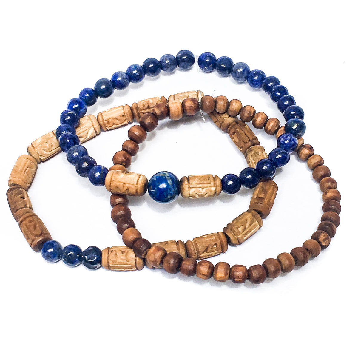 IndiOdyssey Radha Tulsi Trio Bracelet with Gemstones