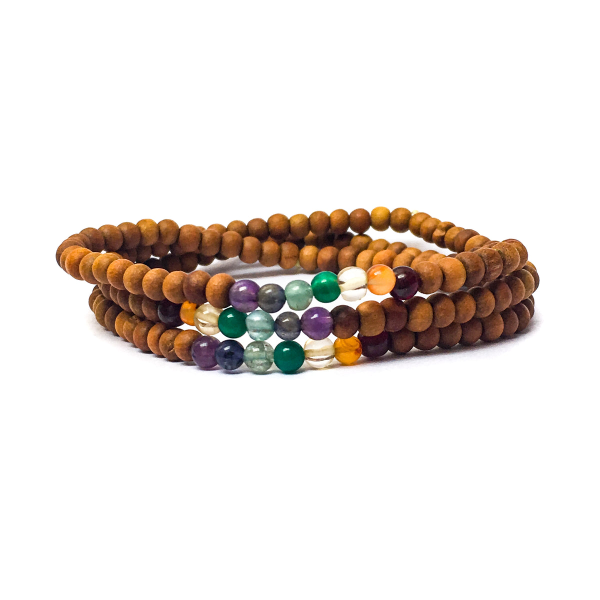 IndiOdyssey Trio of Sandalwood &amp; 7-Chakra Gemstone Bracelets