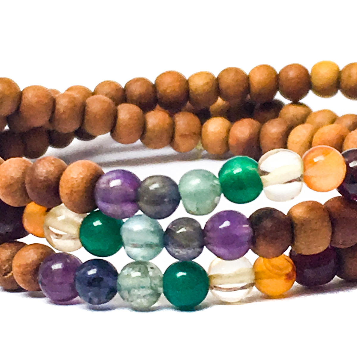 IndiOdyssey Trio of Sandalwood &amp; 7-Chakra Gemstone Bracelets