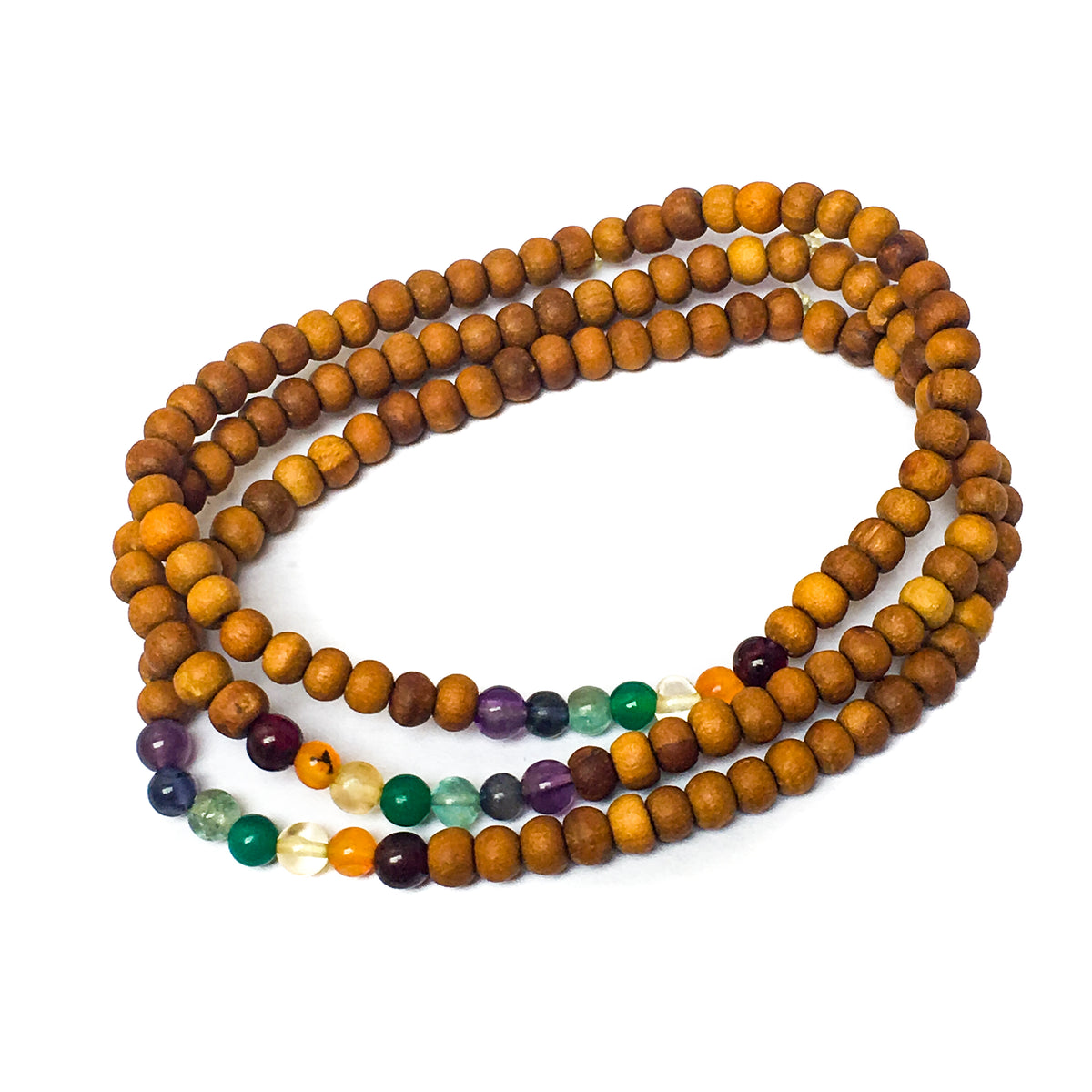 IndiOdyssey Trio of Sandalwood &amp; 7-Chakra Gemstone Bracelets