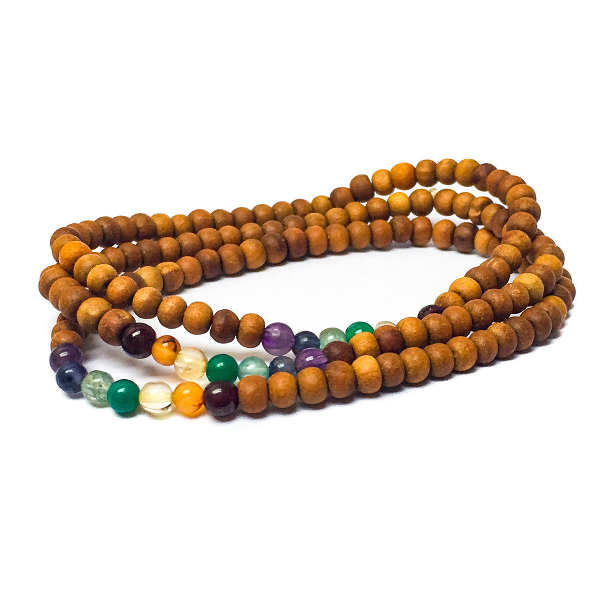 IndiOdyssey Trio of Sandalwood &amp; 7-Chakra Gemstone Bracelets