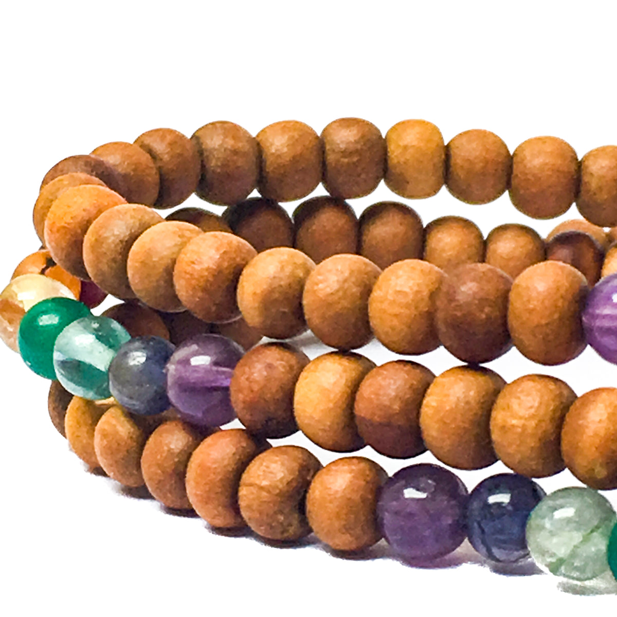 IndiOdyssey Trio of Sandalwood &amp; 7-Chakra Gemstone Bracelets