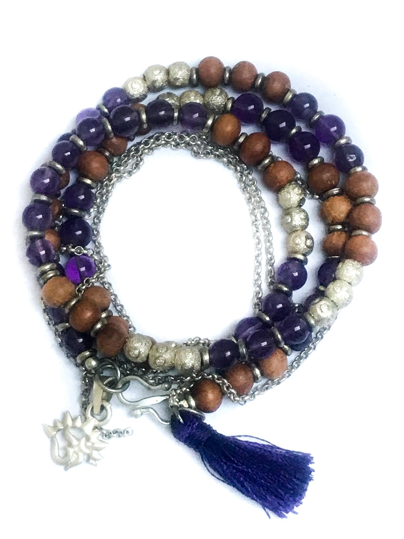 Sandalwood & Amethyst Wrap Bracelet