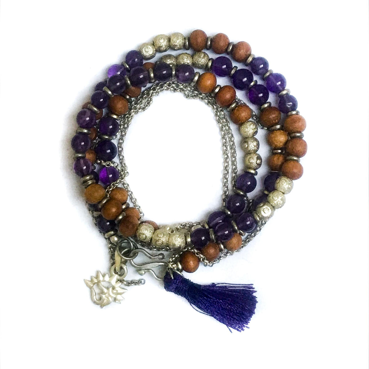 Sandalwood &amp; Amethyst Wrap Bracelet