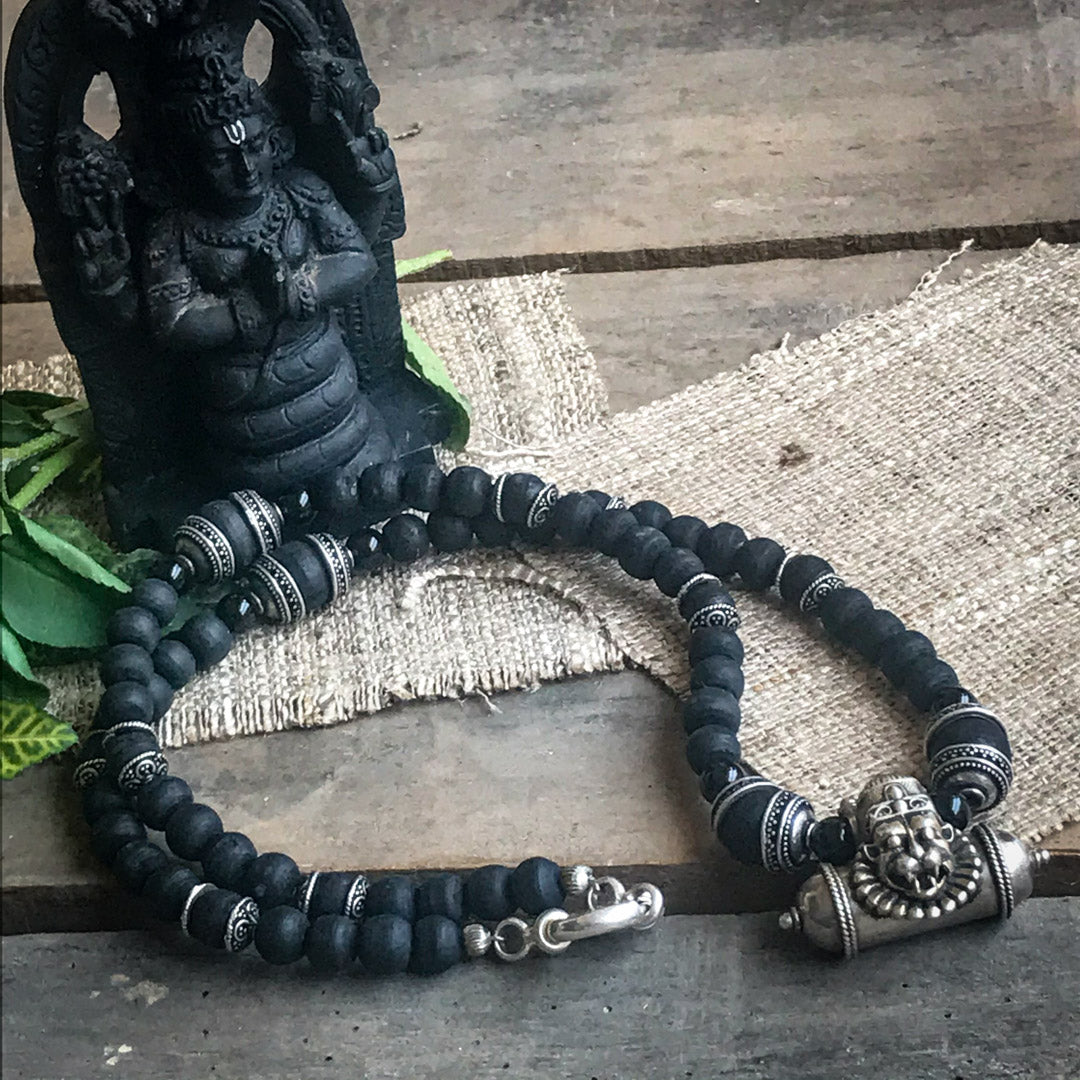 Narasimha Kavach with Black Tulsi & Onyx Kanthi Necklace