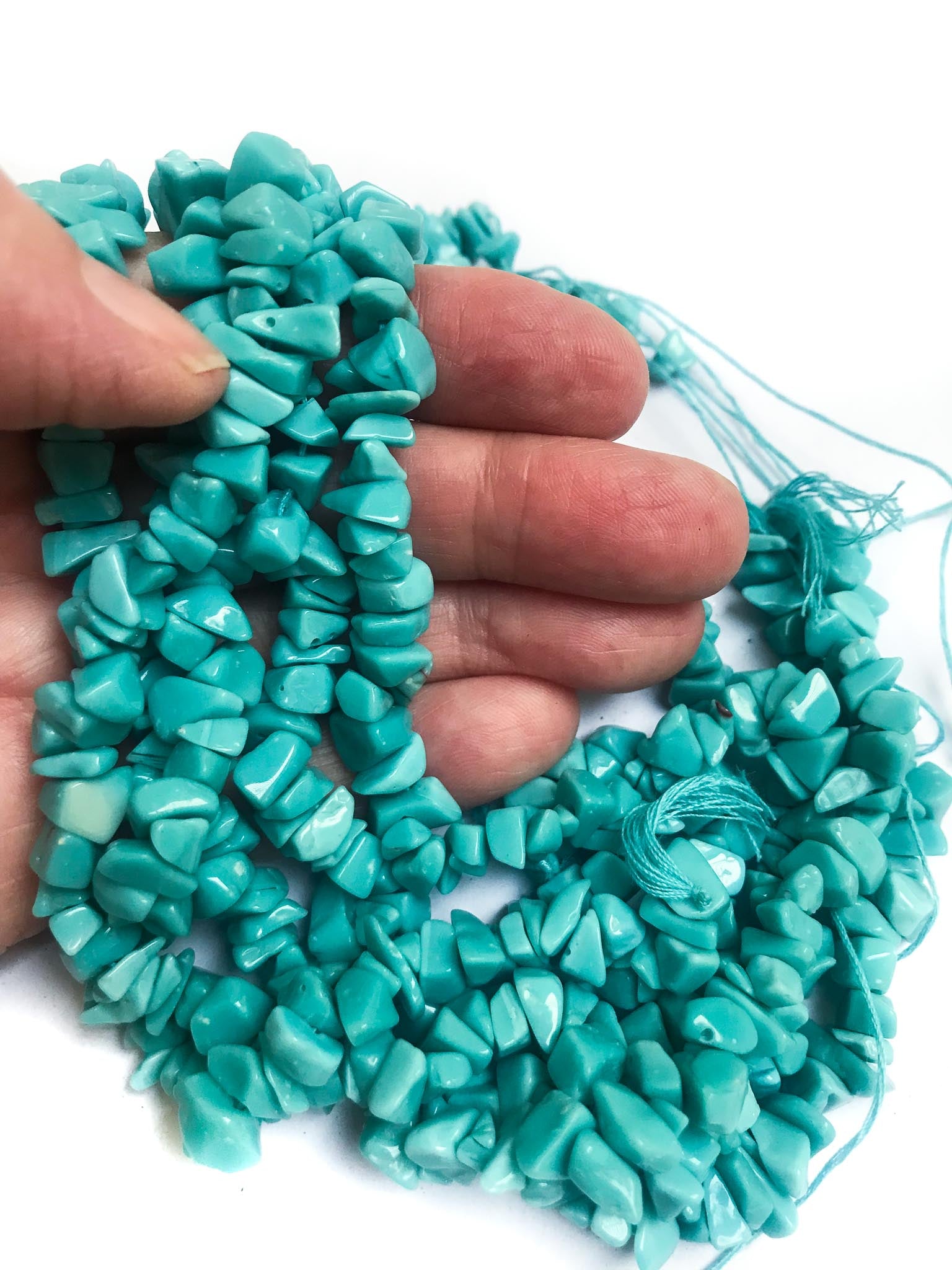 Turquoise Colored Chips (5 Strands)