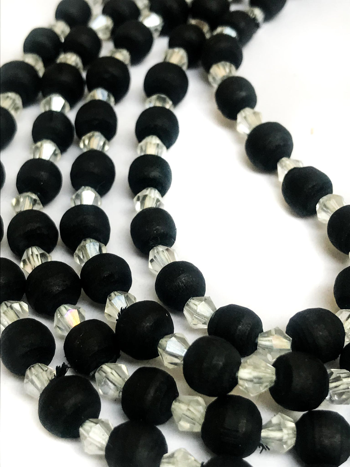 Black Tulsi, Glass Beaded Tassel-less Mala
