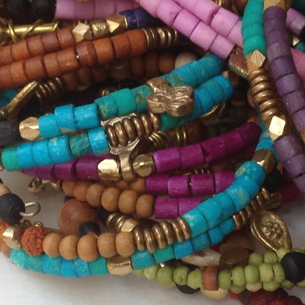 Bone Brass &amp; Bead Bracelets