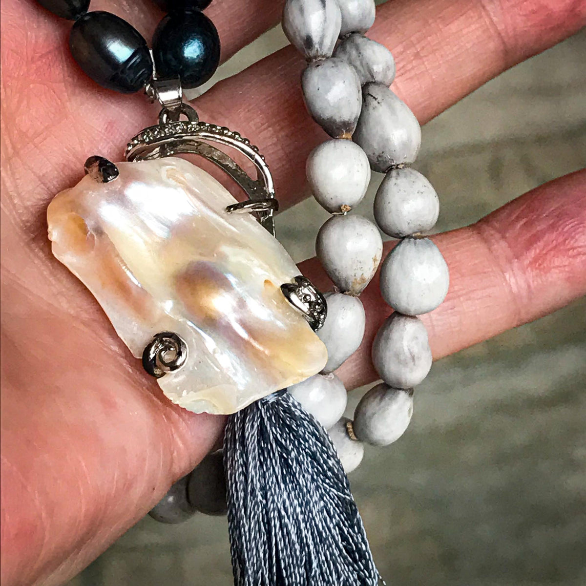 Black Pearls and Job&#39;s Tears Mala