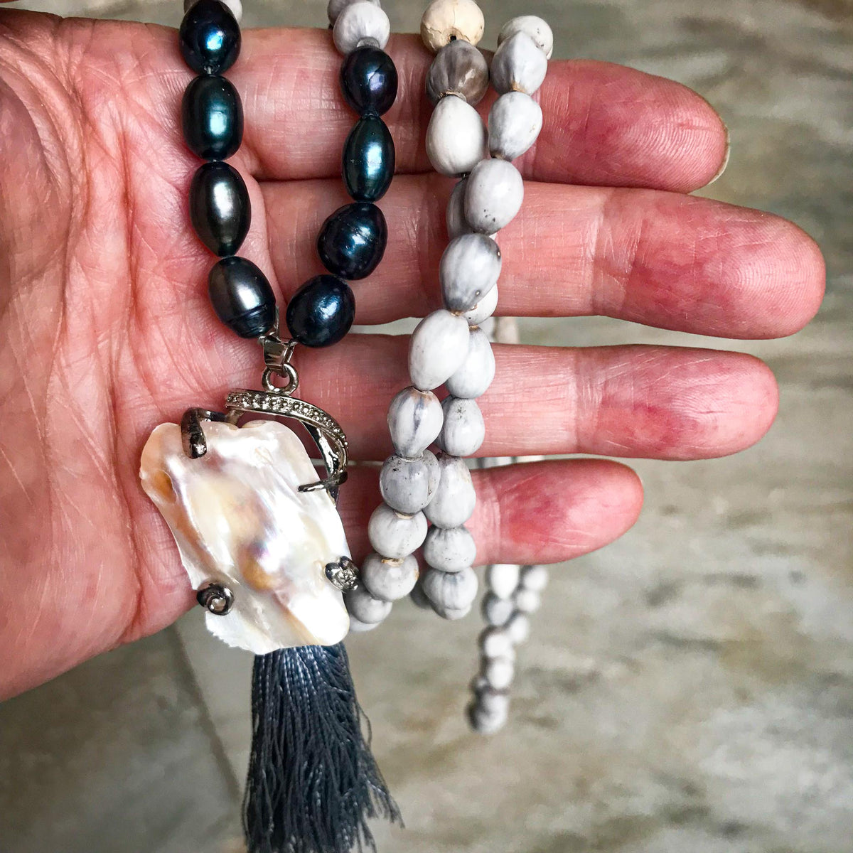 Black Pearls and Job&#39;s Tears Mala