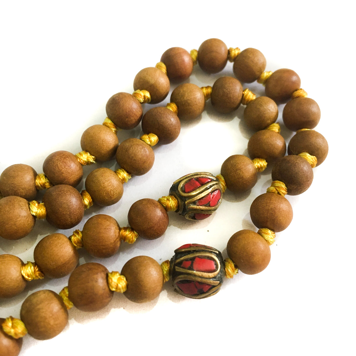 Sandalwood and Nepal Tribal Marker Beads 108 Mala