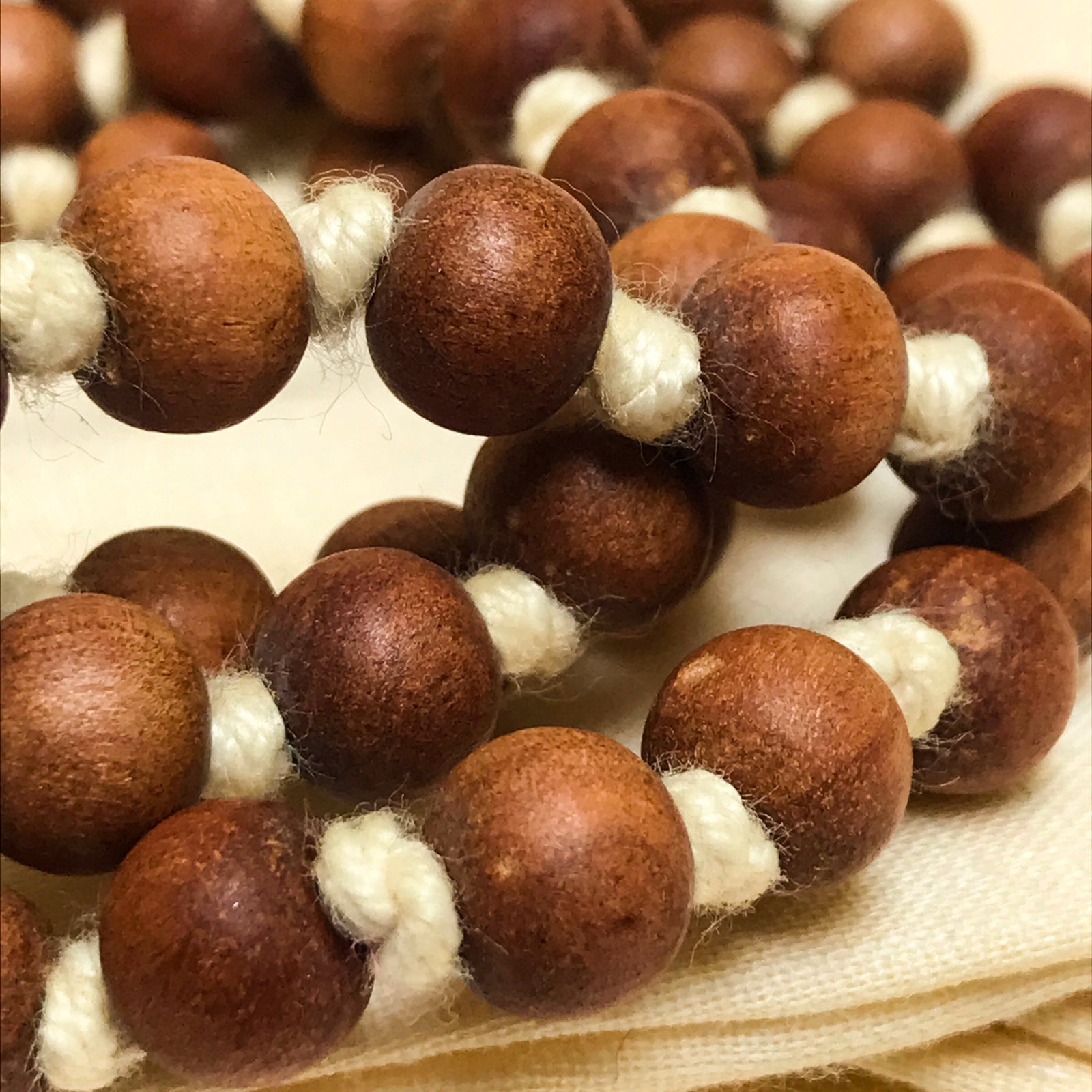 Sandalwood Mala Hand Knotted with Khadi Cotton Bean Bag by IndiOdyssey
