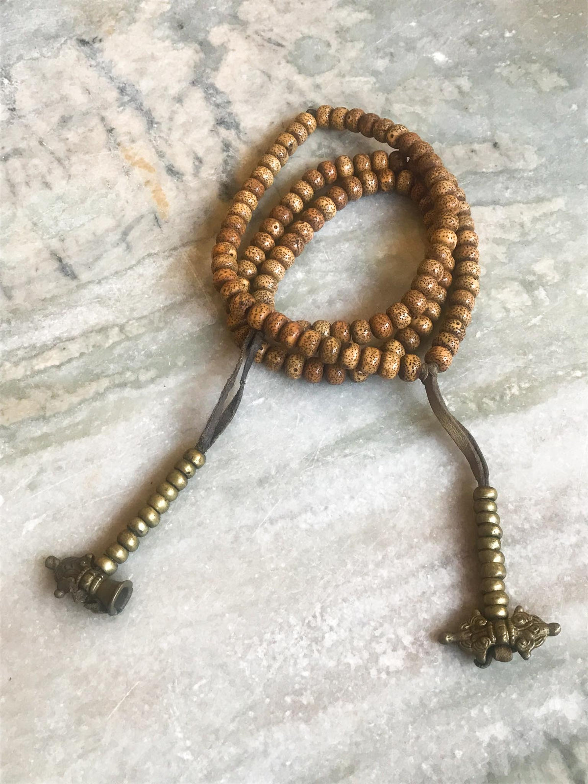 Antique Buddhist Moon &amp; Stars Bodhi Seed Mala