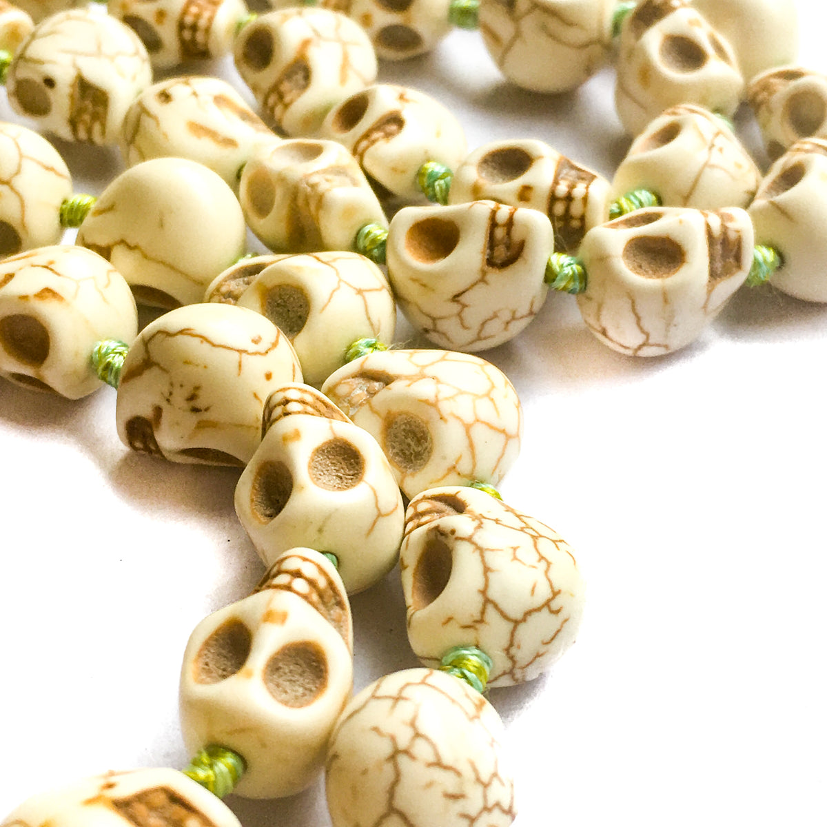 Skull Resin Bead Necklace Mala Hand-Knotted with Colored Silk by IndiOdyssey