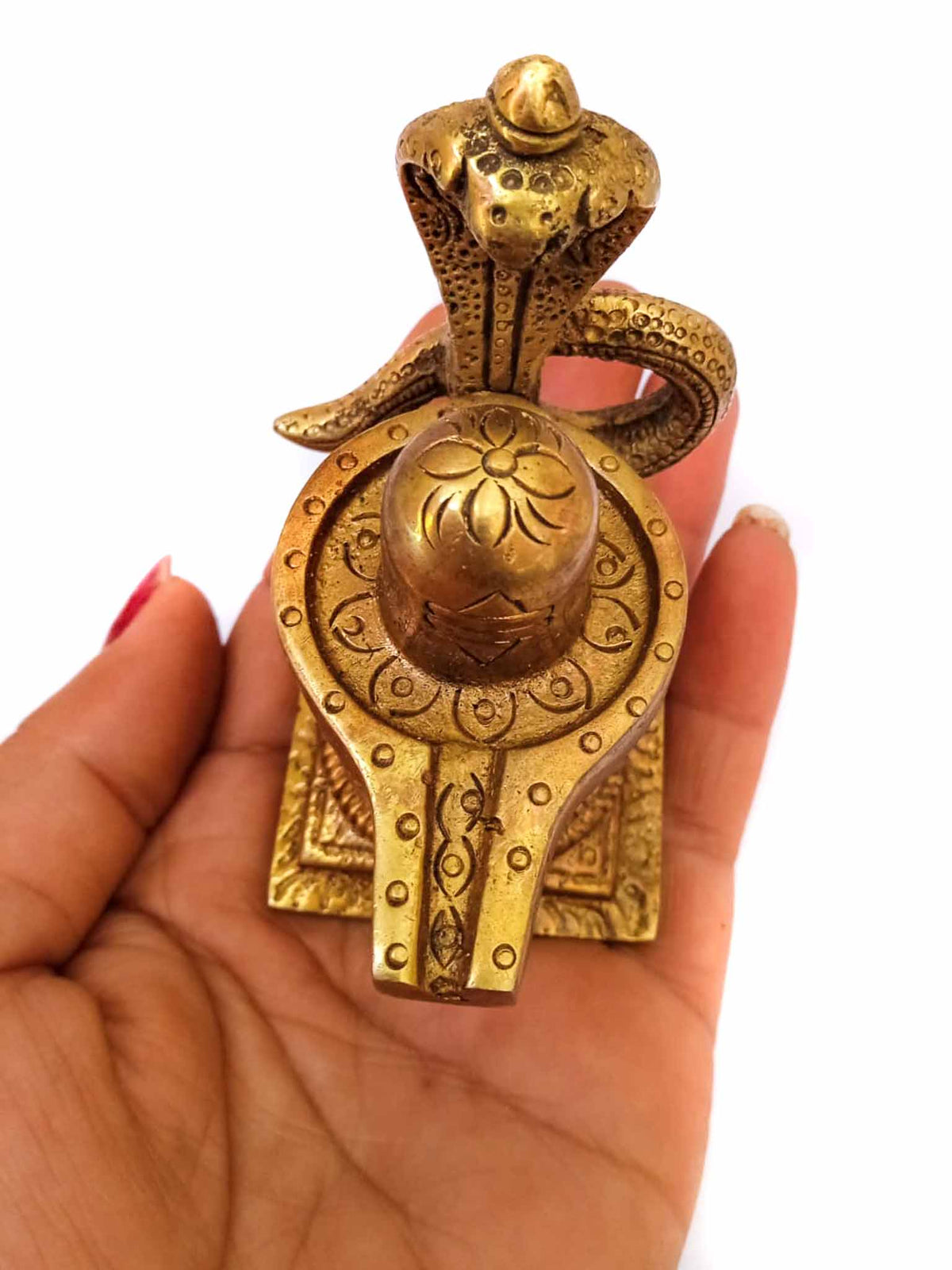 Small Premium Brass Shivling with Sheshnag