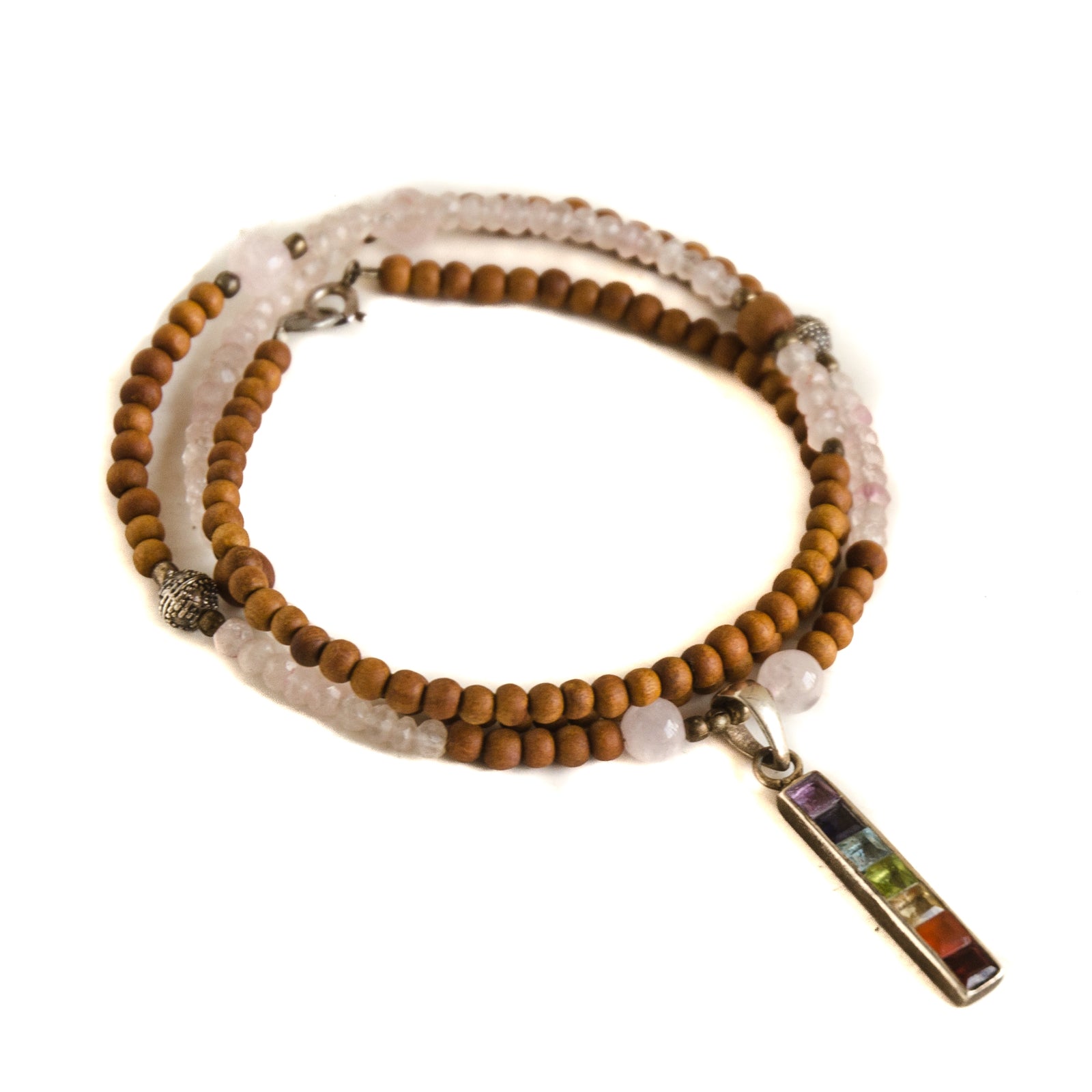 Rose Quartz & Sandalwood Chakra Necklace
