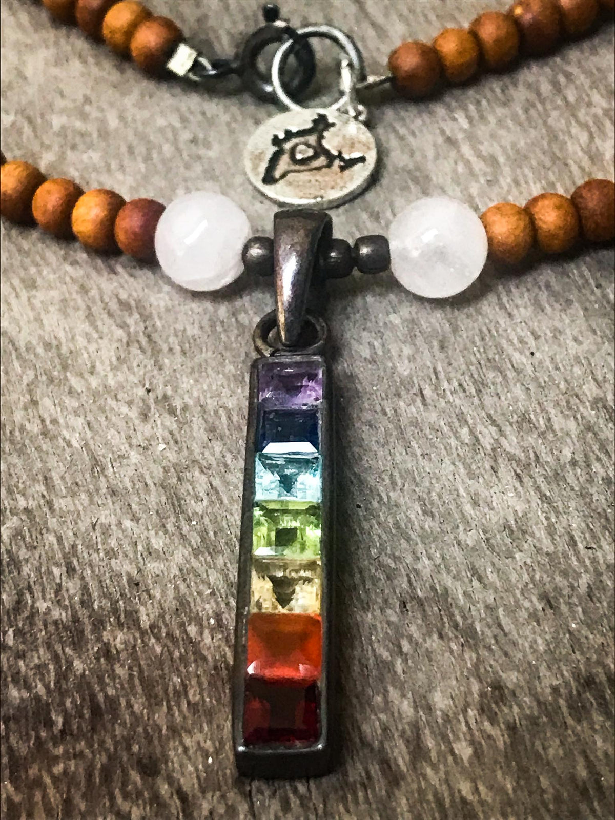 Rose Quartz &amp; Sandalwood Chakra Necklace